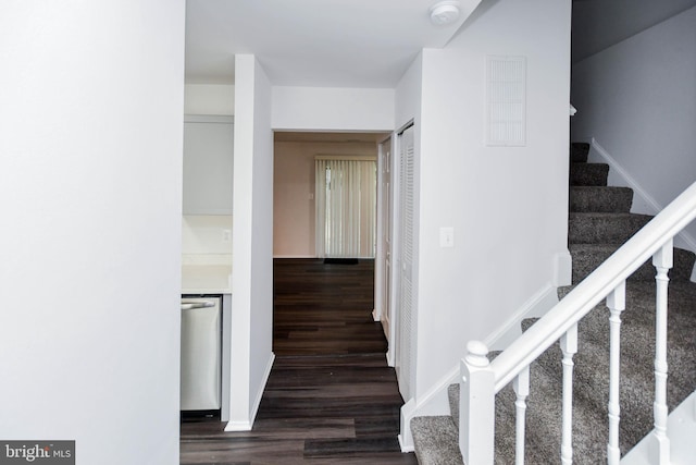 5936 S Hil Mar Cir, District Heights, MD 20747 - stairs with wood finished floors and baseboards