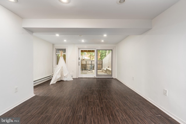 3709 Jocelyn St NW, Washington, DC 20015 - spare room featuring baseboard heating, wood finished floors, baseboards, and recessed lighting