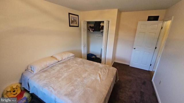 1300 River Rd, Holtwood, PA 17532 - bedroom with dark colored carpet, a closet, and baseboards