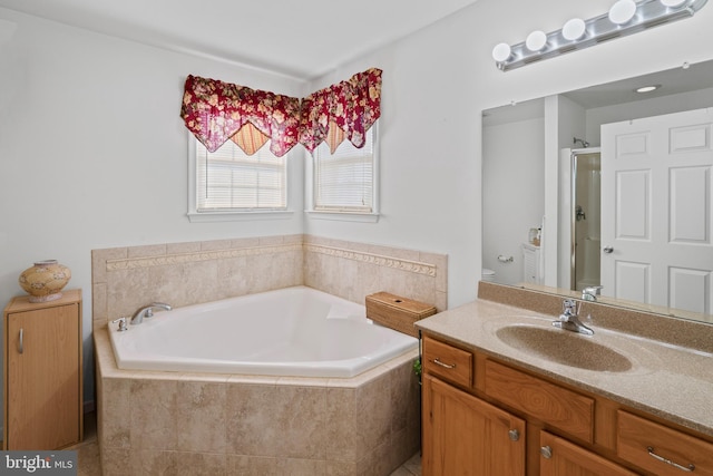 1219 N Valley Ave, Vineland, NJ 08360 - bathroom with vanity, a garden tub, a shower stall, and toilet