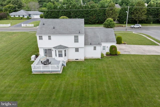 1219 N Valley Ave, Vineland, NJ 08360 - back of house with crawl space, a yard, roof with shingles, and a deck