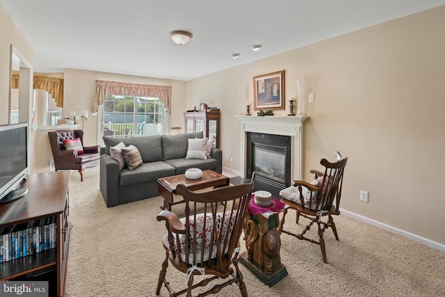 1219 N Valley Ave, Vineland, NJ 08360 - carpeted living room with a glass covered fireplace and baseboards