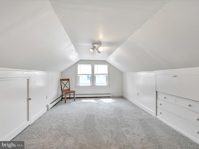 135 Hoover St, Schuylkill Haven, PA 17972 - additional living space with carpet flooring, vaulted ceiling, a baseboard radiator, and baseboards