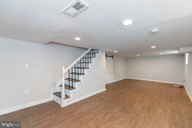 3327 Richmond Ave, Baltimore, MD 21213 - finished below grade area featuring baseboards, wood finished floors, recessed lighting, and stairway