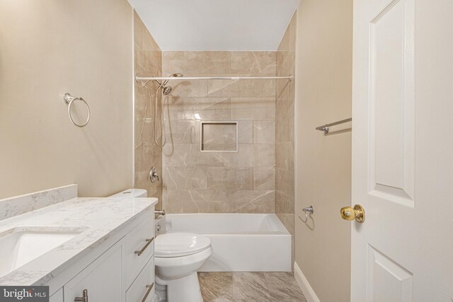 8524 Schultz Rd, Clinton, MD 20735 - bathroom with vanity, washtub / shower combination, toilet, and baseboards