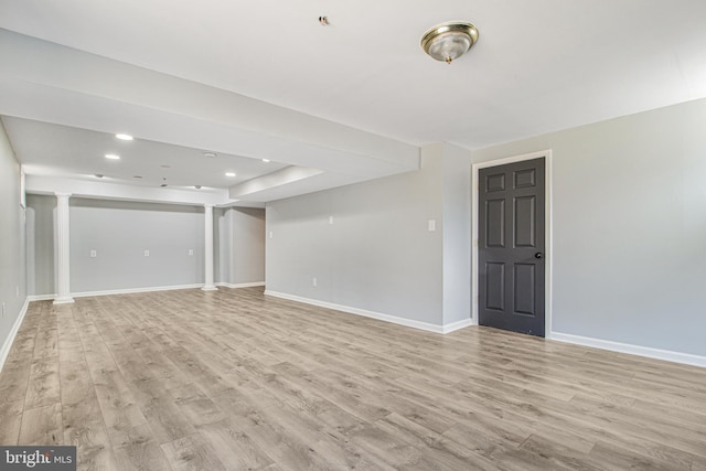 8524 Schultz Rd, Clinton, MD 20735 - unfurnished living room featuring light wood finished floors, baseboards, and recessed lighting