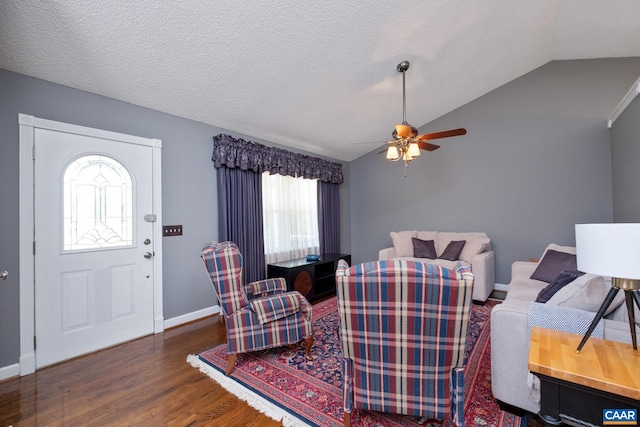 716 Preddy Creek Rd, Barboursville, VA 22923 - living area with lofted ceiling, healthy amount of natural light, wood finished floors, a ceiling fan, and baseboards