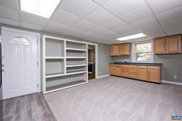 716 Preddy Creek Rd, Barboursville, VA 22923 - kitchen featuring dark countertops, baseboards, and brown cabinetry