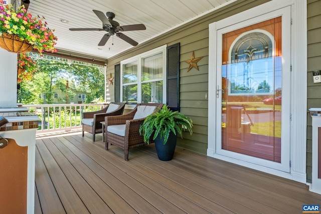 716 Preddy Creek Rd, Barboursville, VA 22923 - porch featuring a ceiling fan
