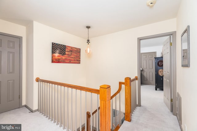 3532 Tall Pines Ln, Snow Hill, MD 21863 - corridor with an upstairs landing and light colored carpet