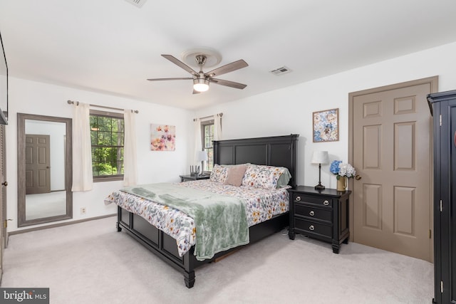 3532 Tall Pines Ln, Snow Hill, MD 21863 - bedroom featuring light carpet, a ceiling fan, and baseboards