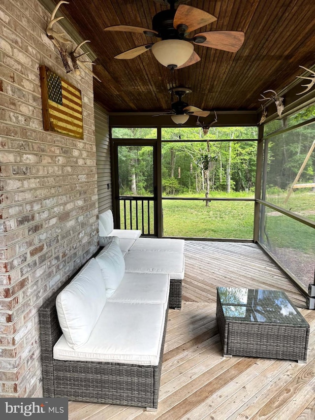 3532 Tall Pines Ln, Snow Hill, MD 21863 - sunroom with ceiling fan