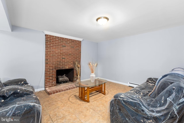 1704 Horner Rd, Woodbridge, VA 22191 - living area featuring a baseboard radiator and a fireplace