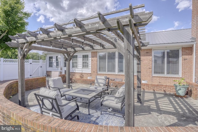 333 S School Ln, Smyrna, DE 19977 - view of patio / terrace with a pergola, an outdoor hangout area, and a gate