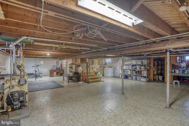 333 S School Ln, Smyrna, DE 19977 - unfinished basement with washer / dryer and a heating unit