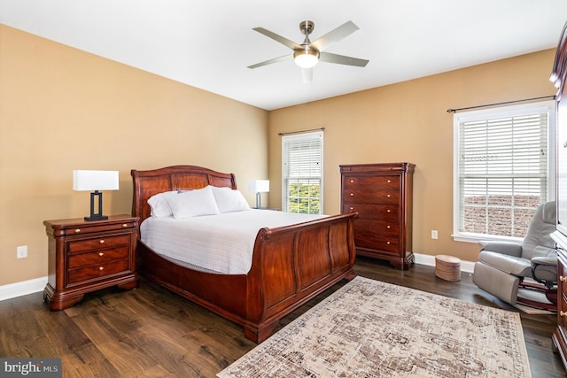 1430 Amherst Ct, Mechanicsburg, PA 17050 - bedroom with baseboards, dark wood-style flooring, and ceiling fan