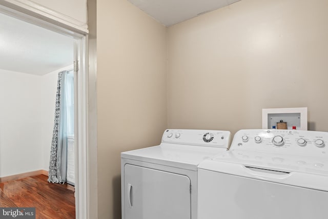 9615 51st Pl, College Park, MD 20740 - laundry area with separate washer and dryer and wood finished floors