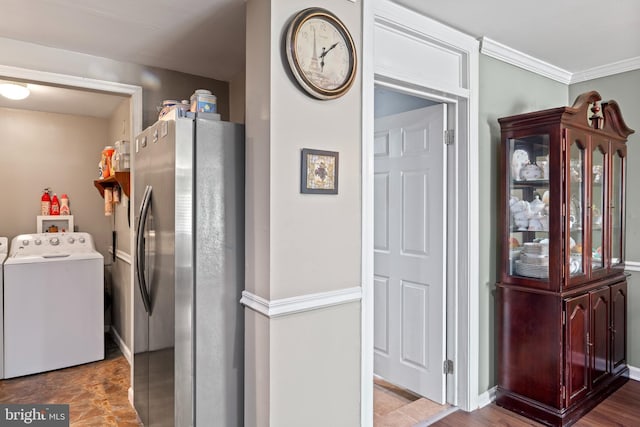 9615 51st Pl, College Park, MD 20740 - laundry area with washer / clothes dryer and ornamental molding