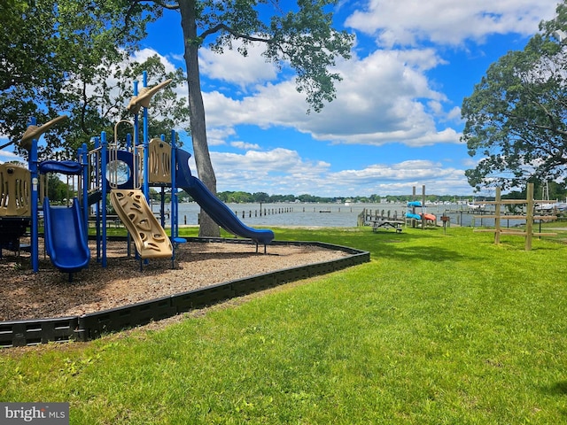 4911 Lerch Dr, Shady Side, MD 20764 - community play area with a lawn and a water view