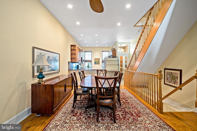 1812 Fairmount Ave, Philadelphia, PA 19130 - dining area featuring wood finished floors, recessed lighting, and stairs