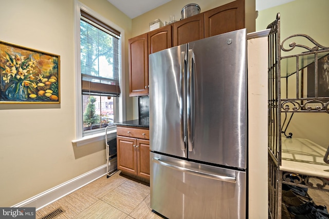 1812 Fairmount Ave, Philadelphia, PA 19130 - kitchen with freestanding refrigerator, healthy amount of natural light, and dark countertops