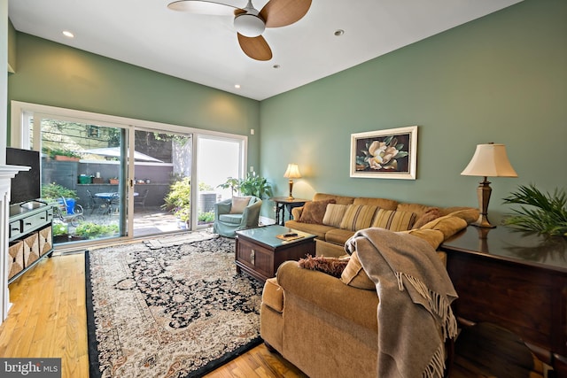 1812 Fairmount Ave, Philadelphia, PA 19130 - living room with ceiling fan, hardwood / wood-style floors, and recessed lighting