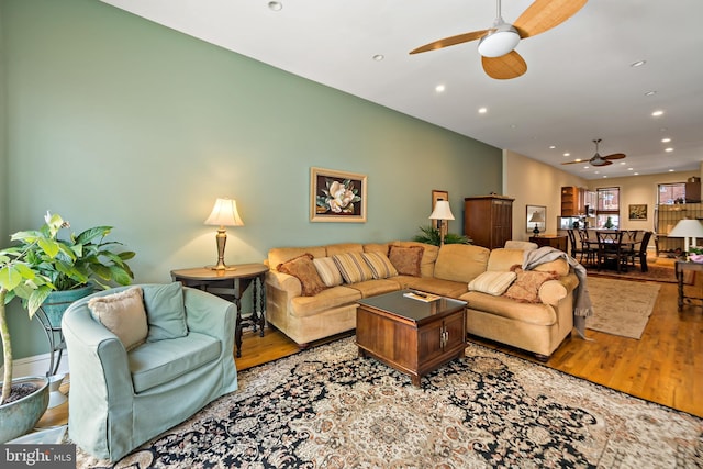 1812 Fairmount Ave, Philadelphia, PA 19130 - living area with a ceiling fan, wood finished floors, and recessed lighting