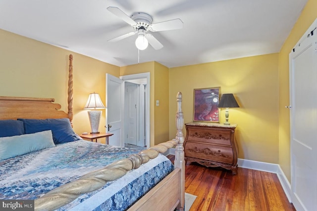 20 Oberlin Ave, Swarthmore, PA 19081 - bedroom with baseboards, hardwood / wood-style floors, and a ceiling fan