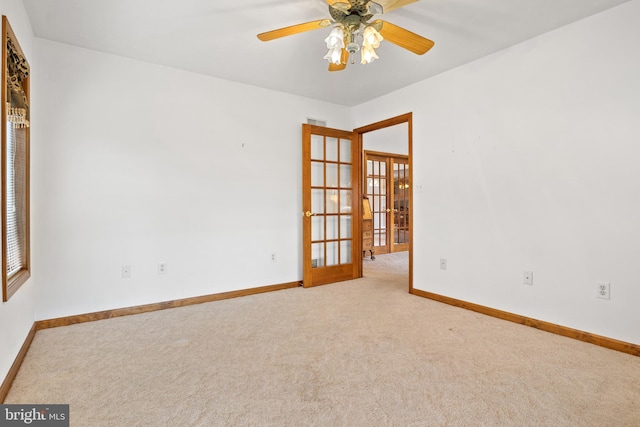 25 Warm Breeze Ct, Hanover, PA 17331 - carpeted spare room with french doors, baseboards, and ceiling fan