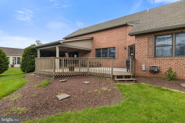25 Warm Breeze Ct, Hanover, PA 17331 - back of house with brick siding, a lawn, and a wooden deck