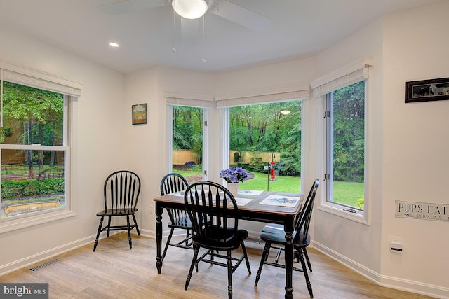 2119 Saint Heather Ln, Gambrills, MD 21054 - dining area featuring wood finished floors, plenty of natural light, baseboards, ceiling fan, and recessed lighting