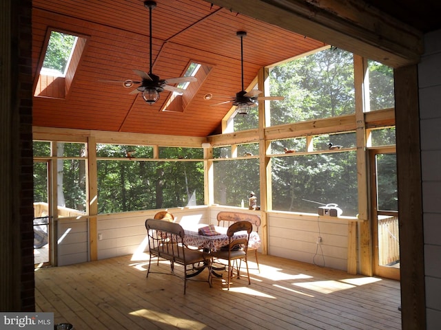 2119 Saint Heather Ln, Gambrills, MD 21054 - sunroom / solarium with a skylight, a ceiling fan, and vaulted ceiling