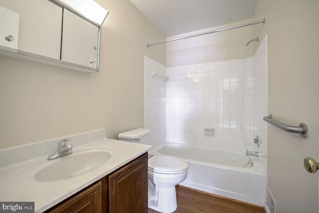 1 Ridge Heights Ct, Gaithersburg, MD 20879 - bathroom with shower / bath combination, toilet, vanity, and wood finished floors