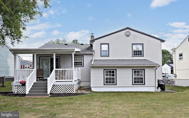 355 Maple Ave, Gloucester City, NJ 08030 - back of house with a chimney and a porch