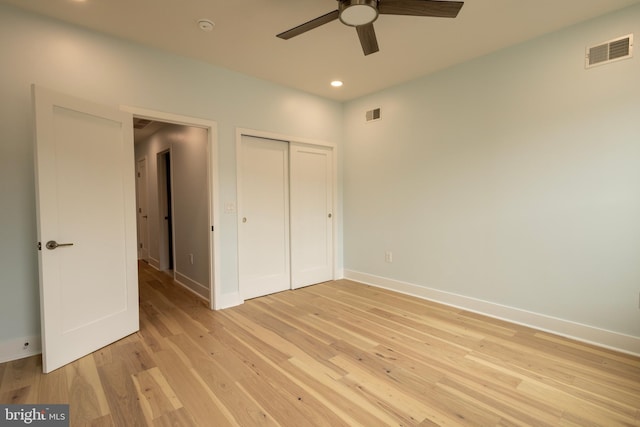 2039 S Cleveland St, Philadelphia, PA 19145 - unfurnished bedroom featuring baseboards, light wood-style floors, a closet, and recessed lighting