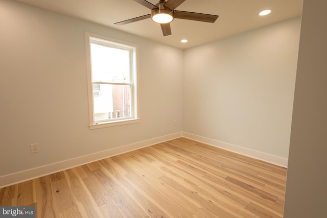 2039 S Cleveland St, Philadelphia, PA 19145 - spare room featuring a ceiling fan, baseboards, light wood-type flooring, and recessed lighting