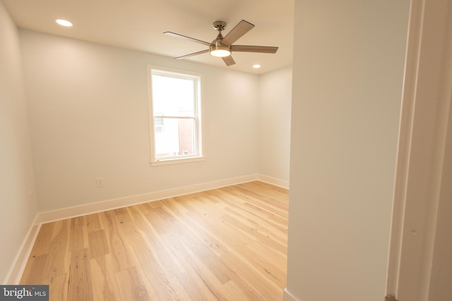 2039 S Cleveland St, Philadelphia, PA 19145 - unfurnished room with light wood finished floors, baseboards, a ceiling fan, and recessed lighting