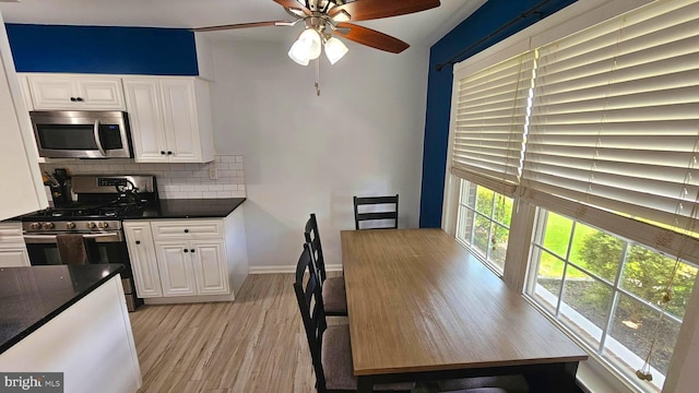 14 Curry Ln, Horsham, PA 19044 - dining space featuring light wood-style floors, ceiling fan, and baseboards