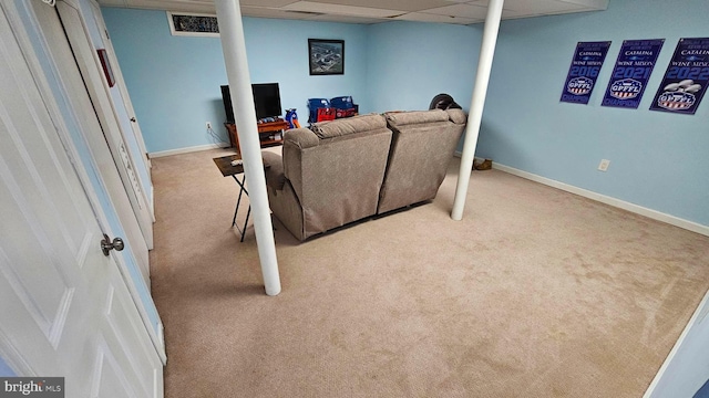 14 Curry Ln, Horsham, PA 19044 - carpeted living area with a paneled ceiling and baseboards