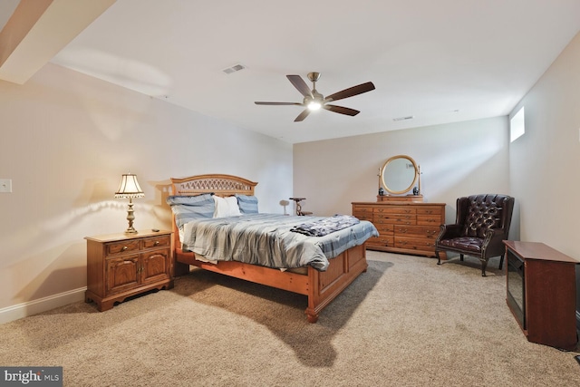 5544 Old Colony Ct, White Plains, MD 20695 - bedroom with light colored carpet, ceiling fan, and baseboards