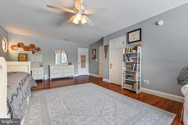 205 Mallard Dr, Stevensville, MD 21666 - bedroom featuring wood finished floors, baseboards, and a ceiling fan
