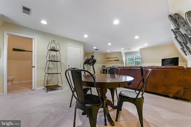 205 Mallard Dr, Stevensville, MD 21666 - dining space featuring light colored carpet, recessed lighting, and baseboards