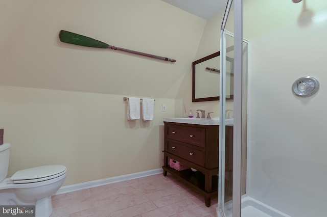 205 Mallard Dr, Stevensville, MD 21666 - full bathroom with toilet, vanity, a shower stall, and baseboards