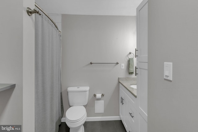 15 Wildflower Rd, Levittown, PA 19057 - bathroom featuring tile patterned floors, vanity, toilet, baseboards, and curtained shower