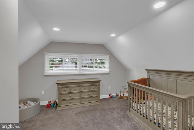 15 Wildflower Rd, Levittown, PA 19057 - carpeted bedroom with multiple windows, lofted ceiling, a crib, recessed lighting, and baseboards