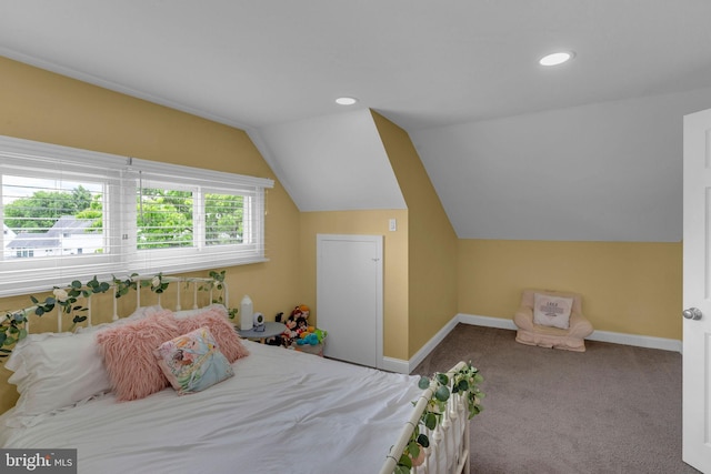 15 Wildflower Rd, Levittown, PA 19057 - bedroom featuring carpet, lofted ceiling, baseboards, and recessed lighting