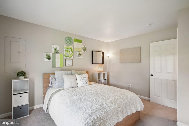 1838 Sherman Dr, Chester, MD 21619 - bedroom with light carpet, baseboards, and electric panel