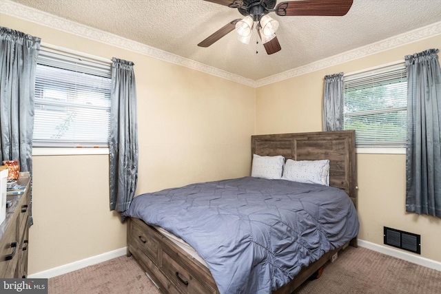 11 Langdon Rd, Burlington, NJ 08016 - bedroom featuring light colored carpet, a textured ceiling, baseboards, ceiling fan, and crown molding