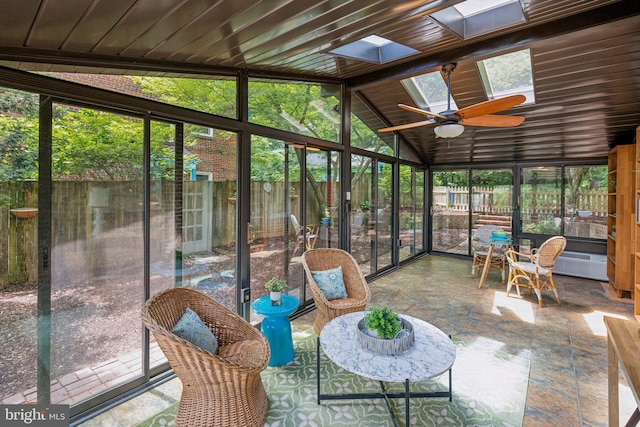 8404 Galveston Rd, Silver Spring, MD 20910 - sunroom with a skylight, plenty of natural light, ceiling fan, and lofted ceiling