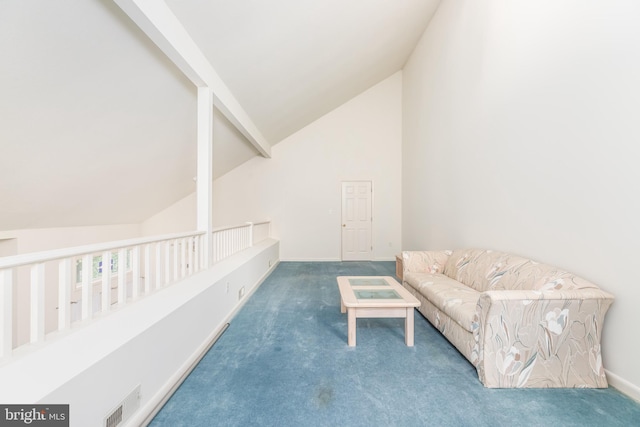 33340 Timberview Ct Unit 21003, Bethany Beach, DE 19930 - sitting room with lofted ceiling, carpet, and baseboards